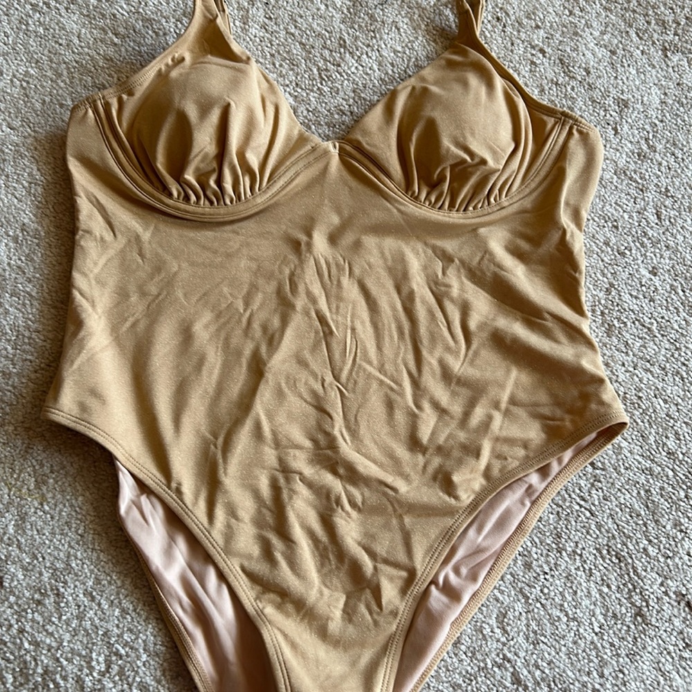 Women’s Cupshe Gold Metallic Bathing suit Sz XL and NEW